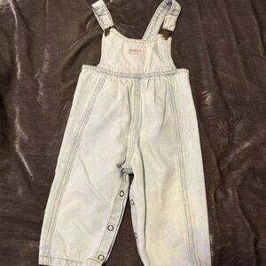 Vintage 90s Y2K Baby Guess Light Blue Pleated Denim Overalls One Piece Romper 9M